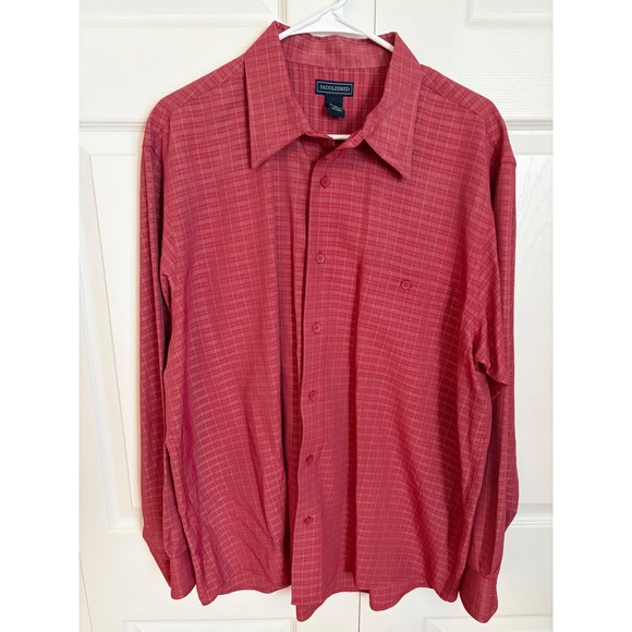 Saddlebred Other - Saddlebred Mens XL Red White Micro Grid Check Long Sleeve Button Down Shirt
